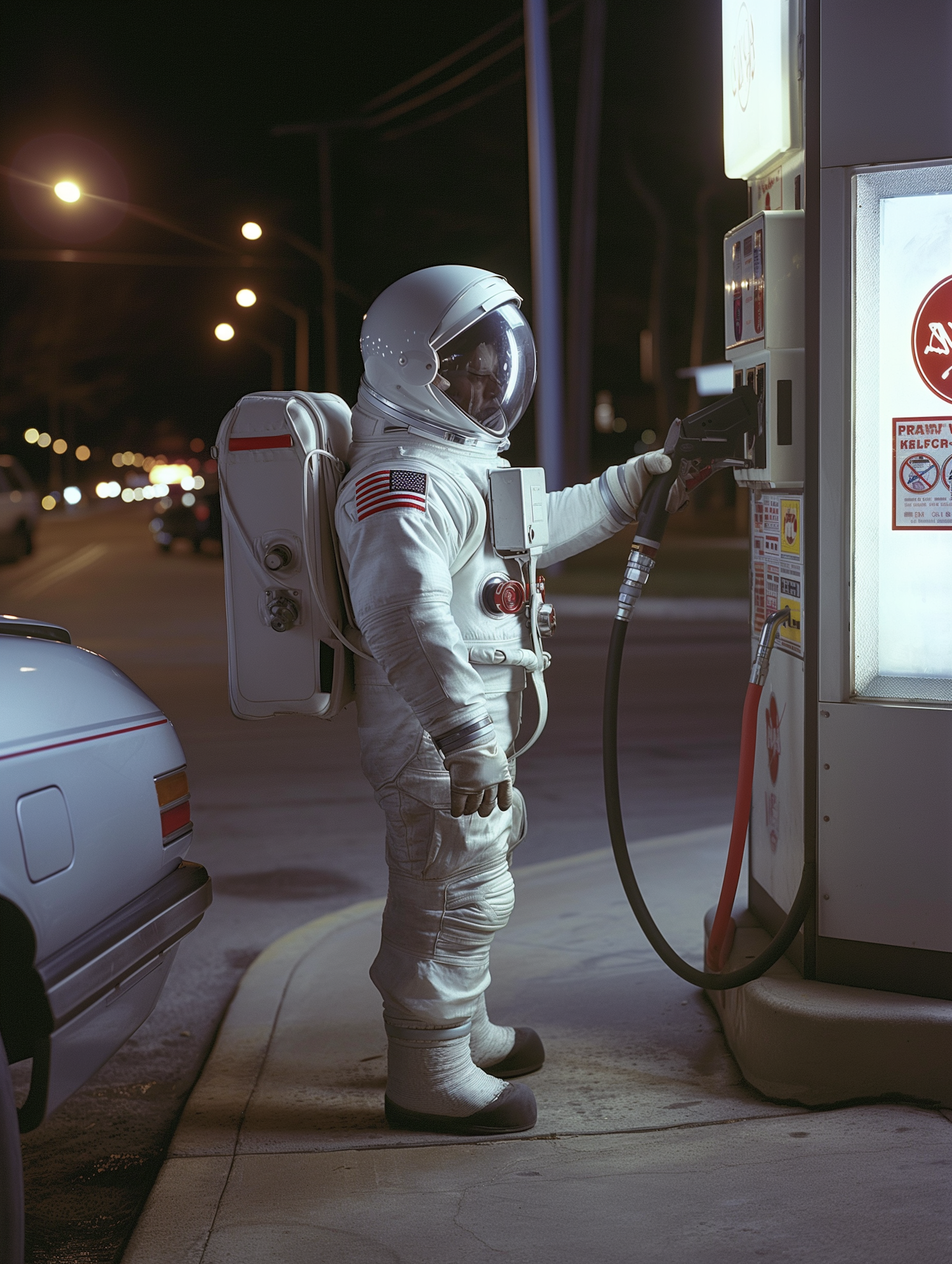 Astronaut at Gas Station