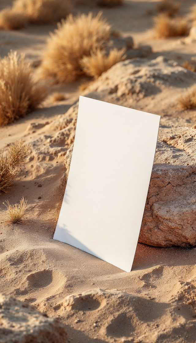 Blank Paper in Desert Landscape