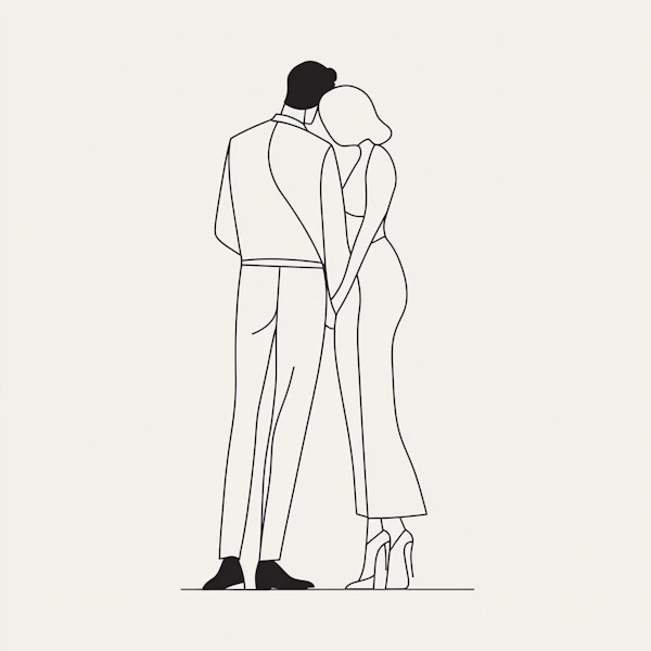 Intimate Embrace Line Drawing
