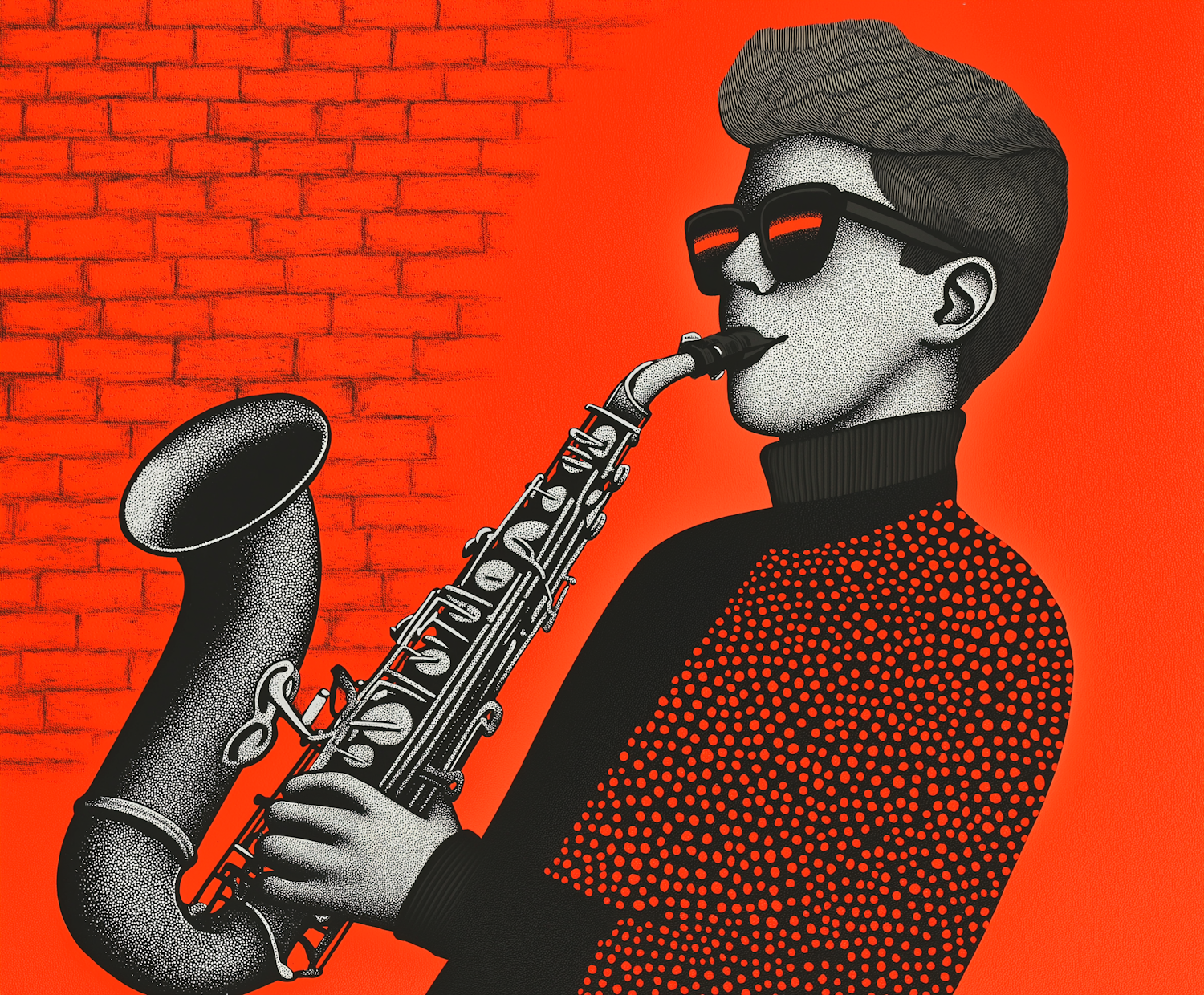 Stylized Saxophone Player Illustration