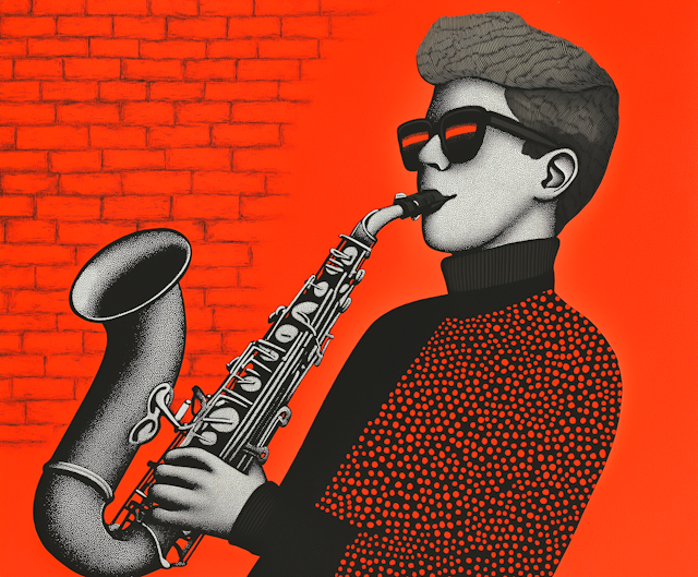 Stylized Saxophone Player Illustration