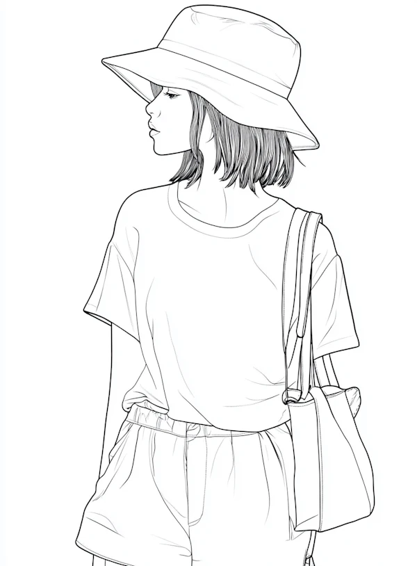 Contemplative Young Woman Illustration