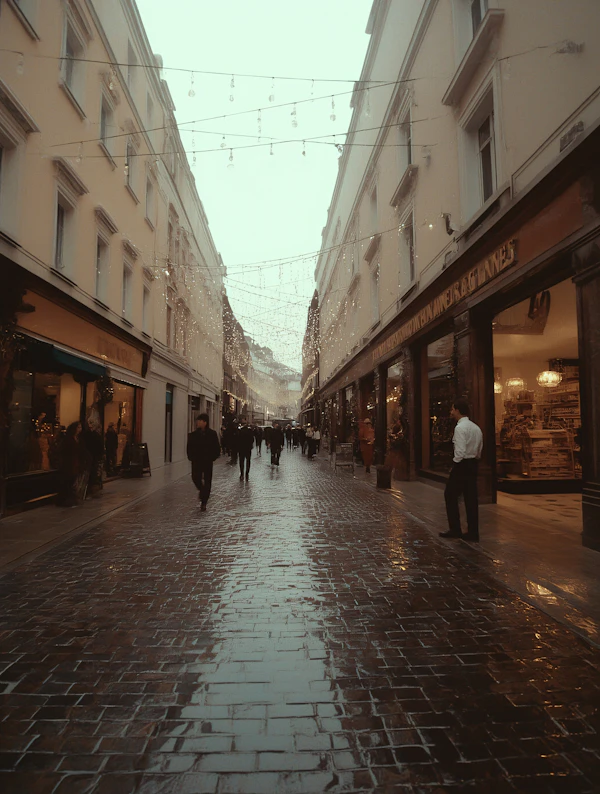 Moody Cobblestone Street