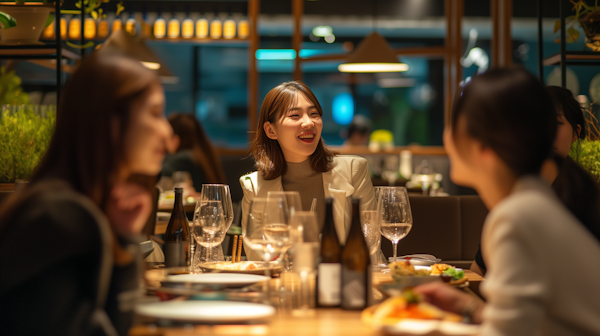 Warm Convivial Scene in Upscale Restaurant