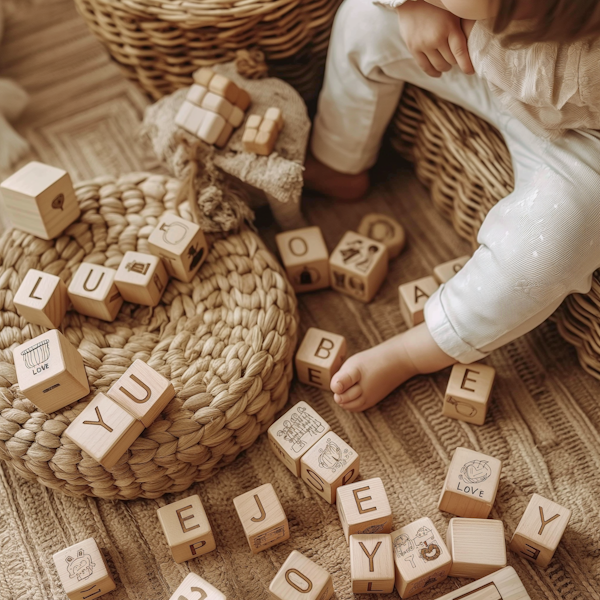 Child's Playtime with Alphabet Blocks