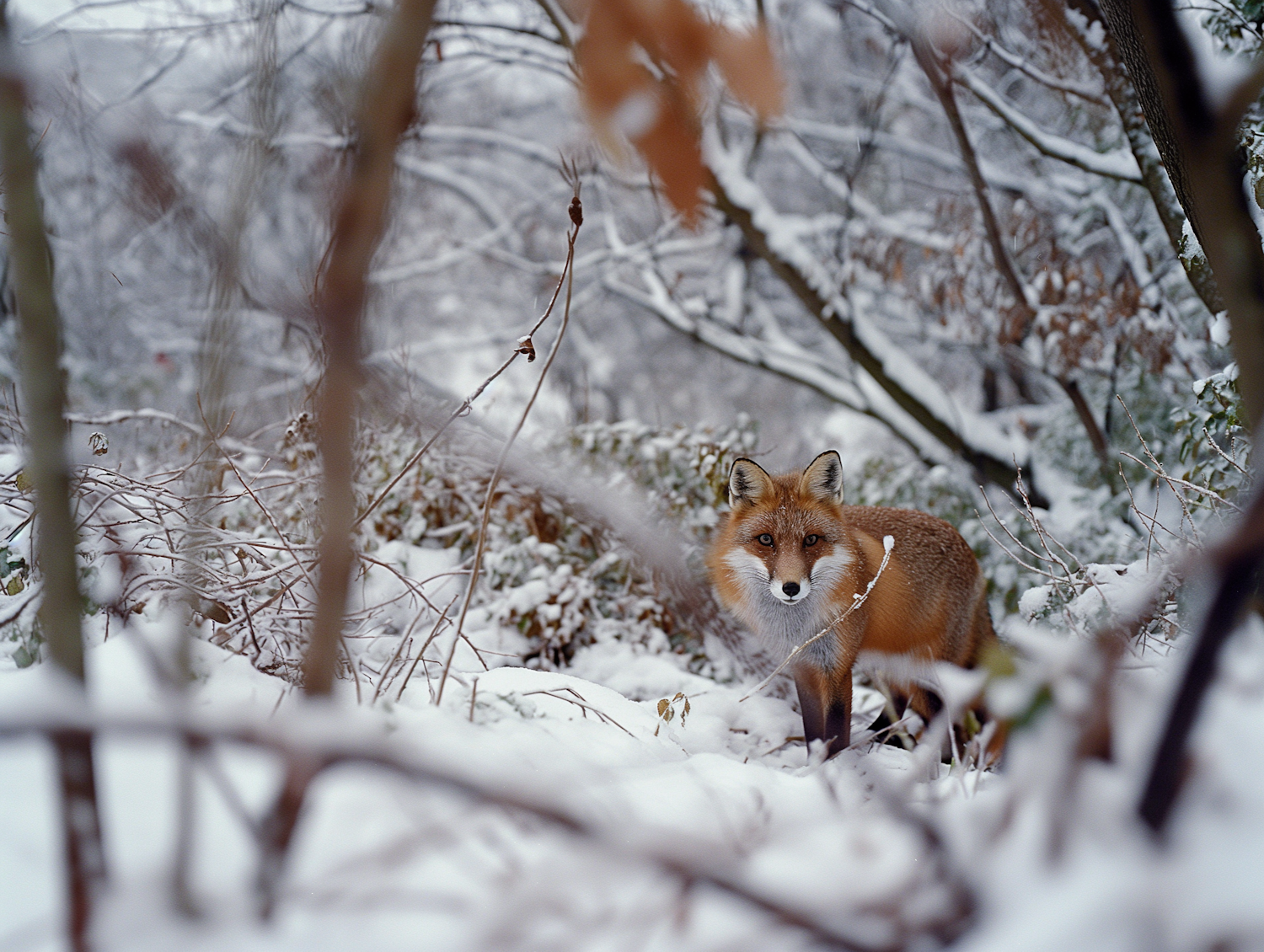 Intimate Winter Moment with Red Fox