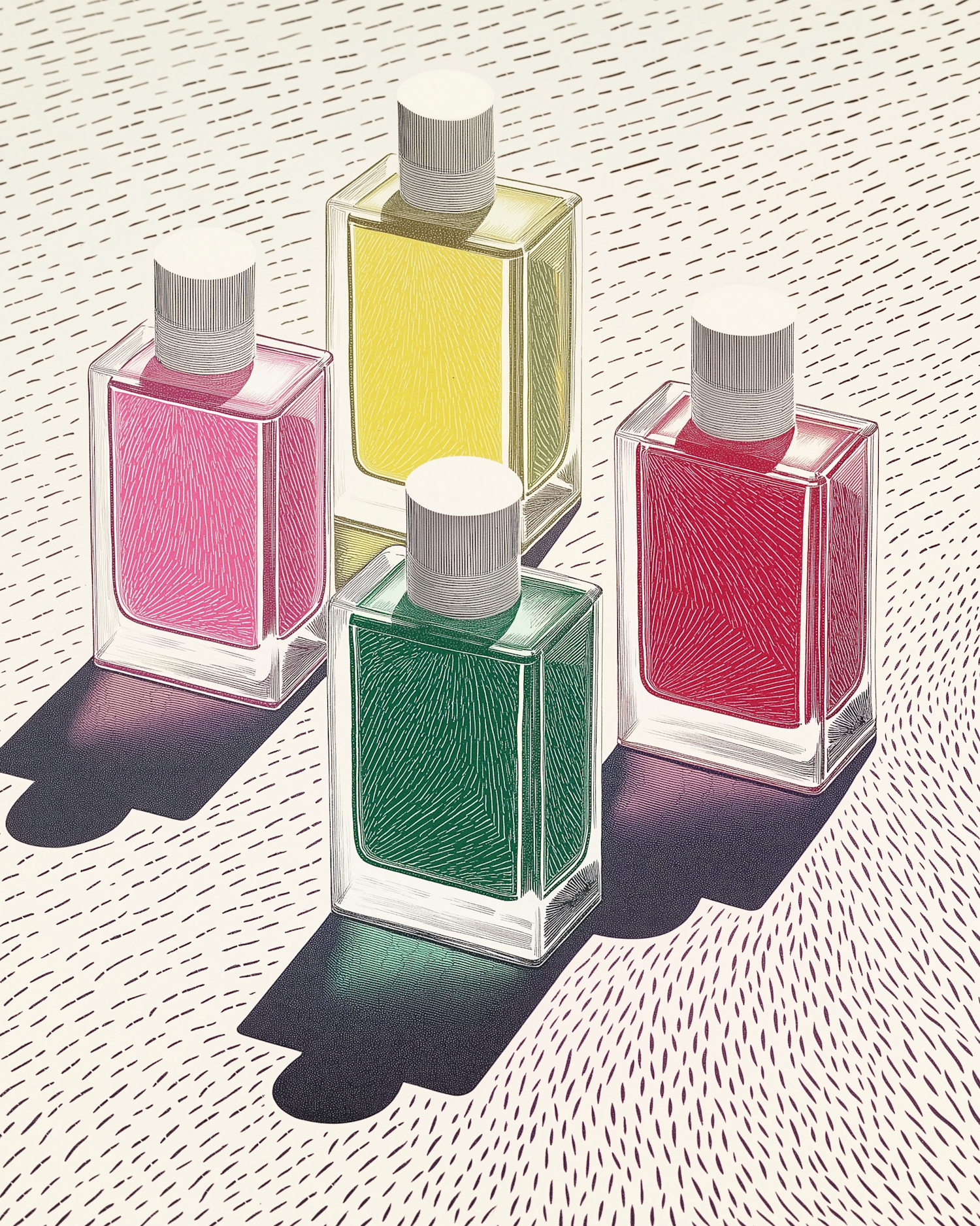 Colorful Glass Perfume Bottles Illustration