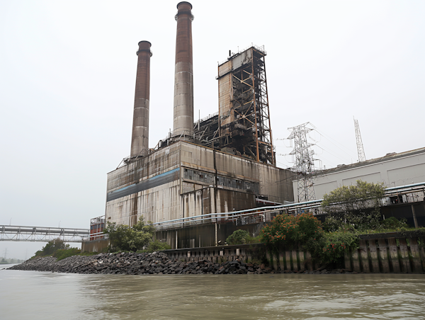 Industrial Facility with Smokestacks