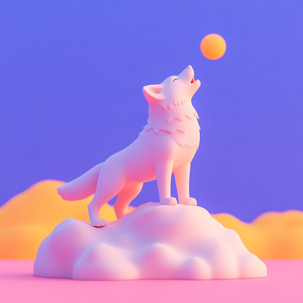 Stylized Howling Wolf in 3D