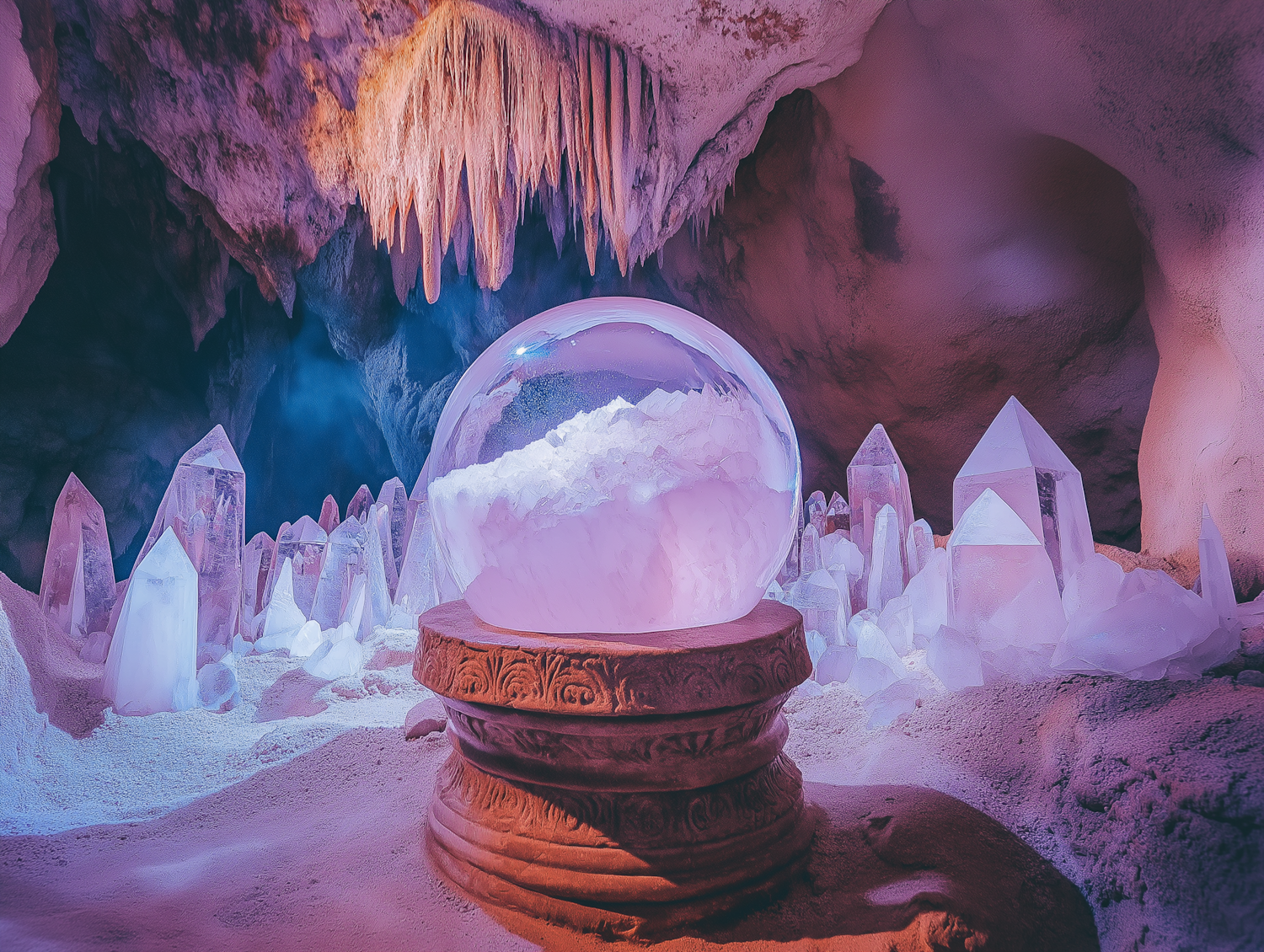 Mystical Crystal Ball in Cave