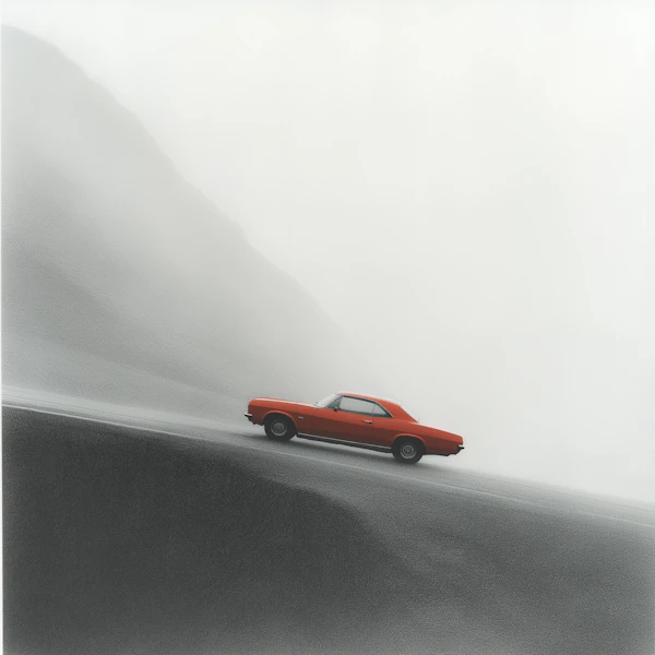Orange Car in Mist