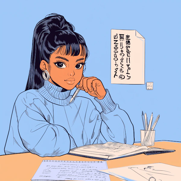 Thoughtful Young Woman Studying