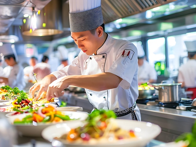 Chef in a Bustling Kitchen