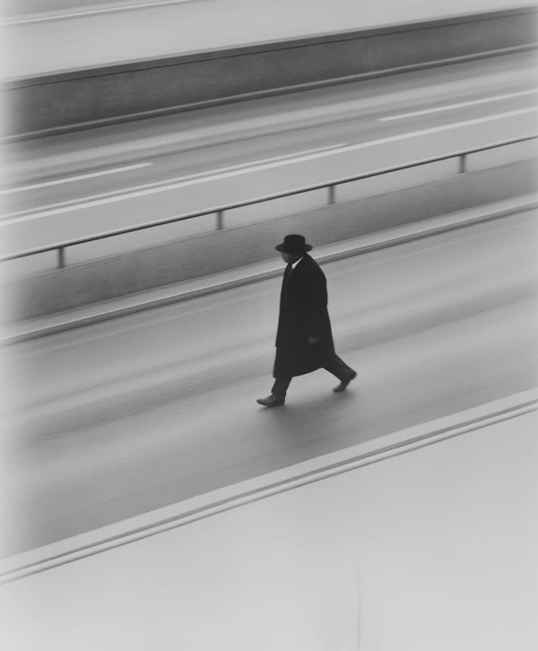 Solitary Figure on Empty Road
