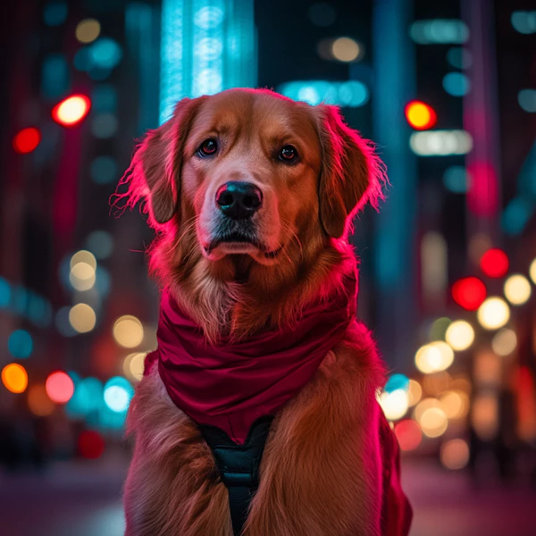 Golden Retriever at Night