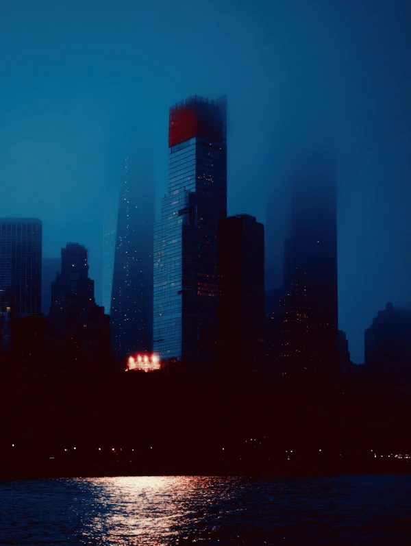 Misty Night Cityscape