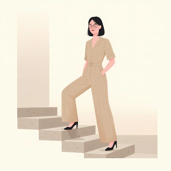 Confident Woman on Stairs