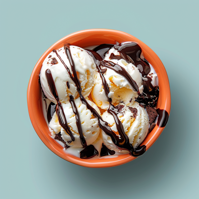 Vanilla Ice Cream with Chocolate Drizzle