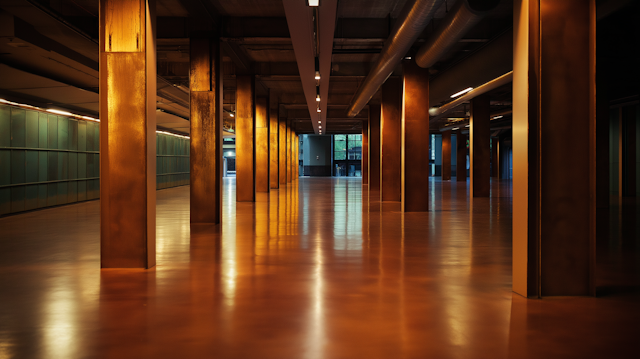 Modern Interior with Metallic Columns