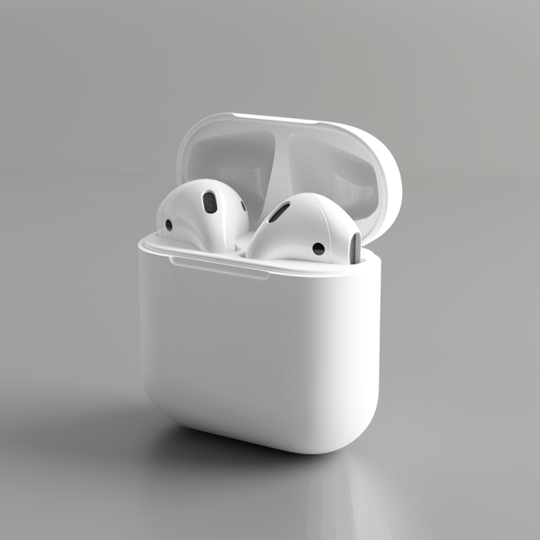 White Wireless Earbuds in Charging Case