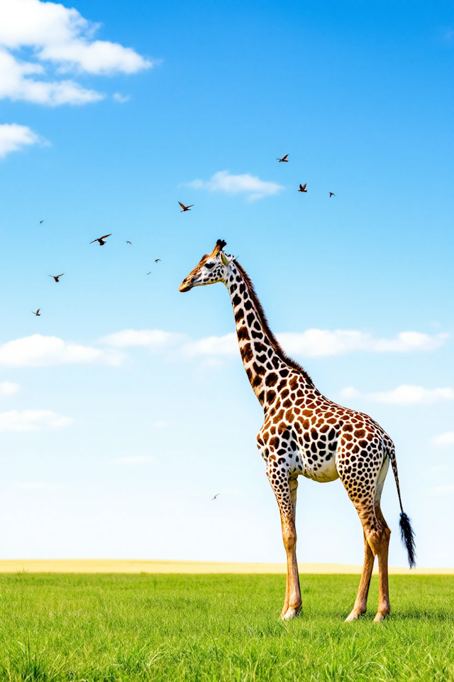 Majestic Giraffe in Lush Field