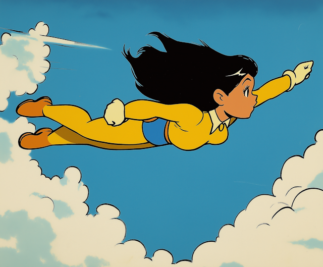 Soaring Superheroine Illustration