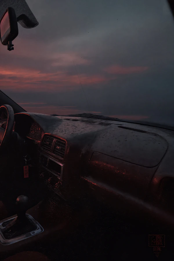 Car Interior at Sunset