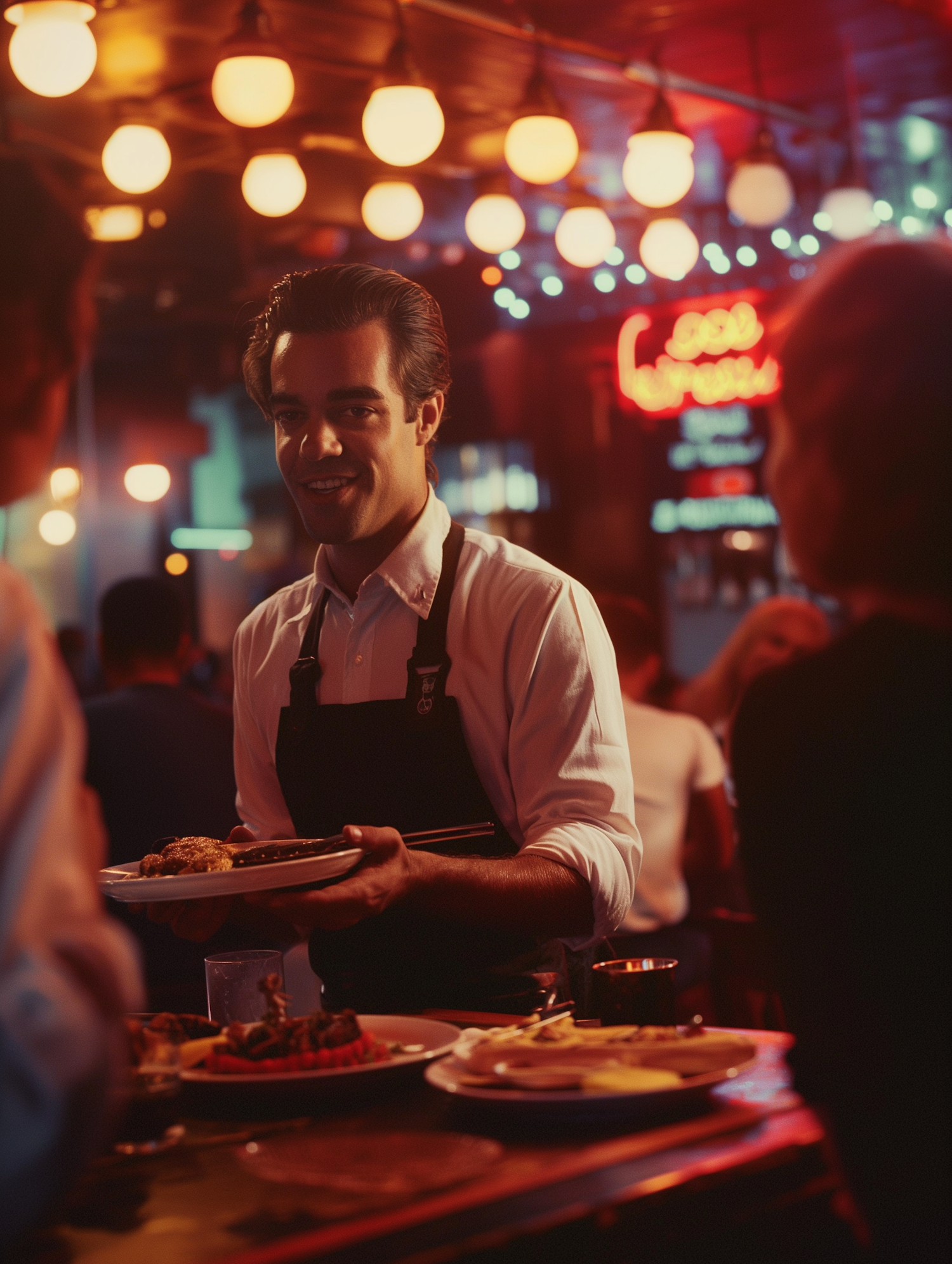 Friendly Professional Waiter in Cozy Dining Environment
