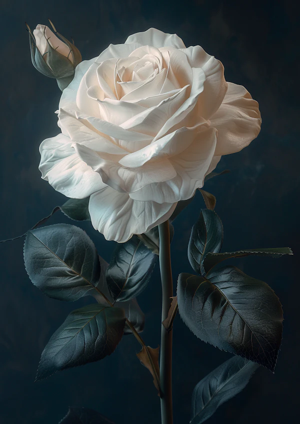 Elegant White Rose in Bloom
