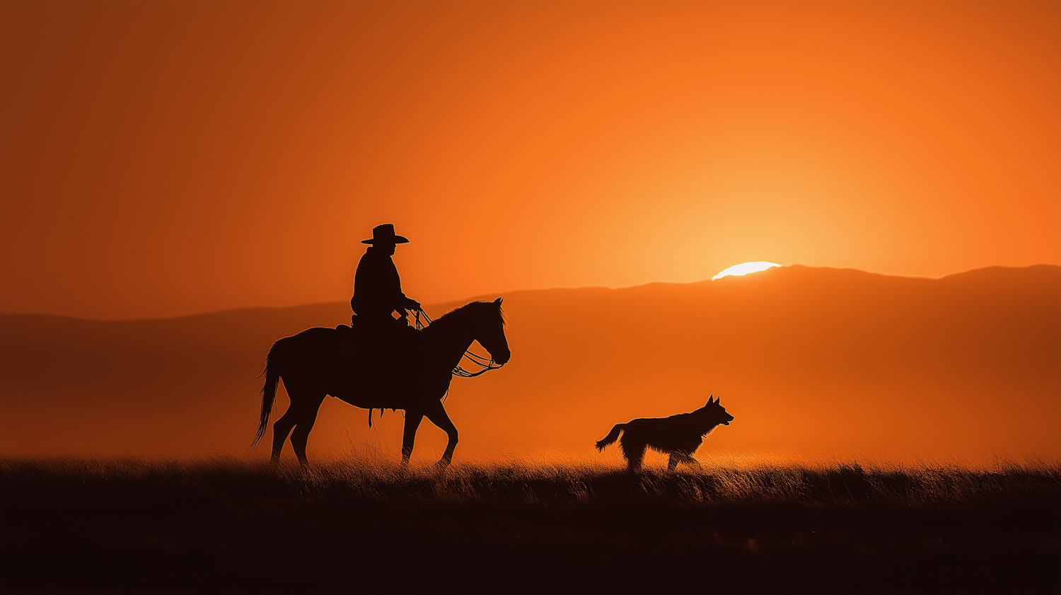 Cowboy Sunset Silhouette