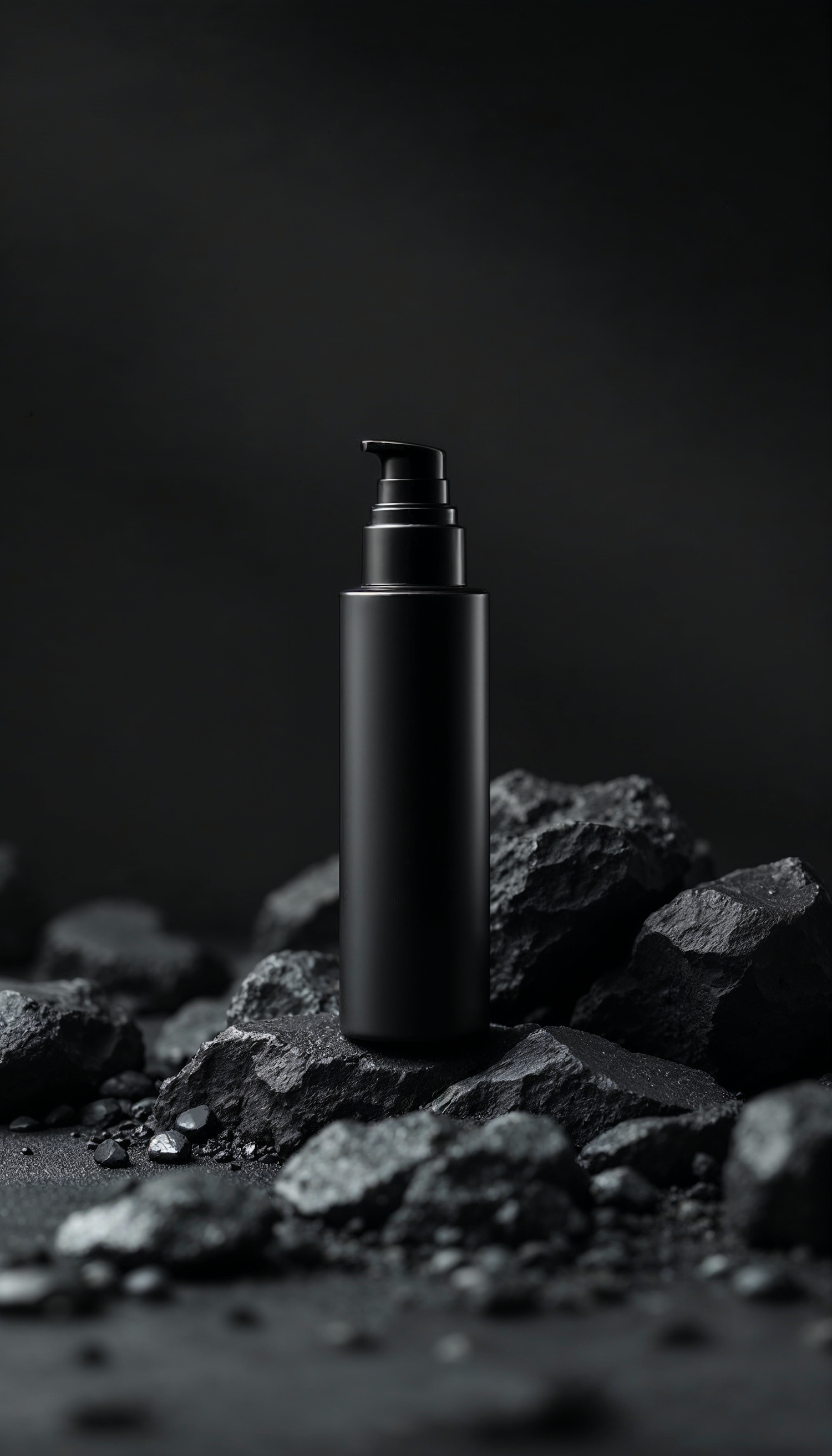 Matte Black Bottle with Rocks