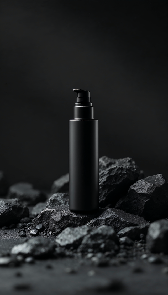 Matte Black Bottle with Rocks