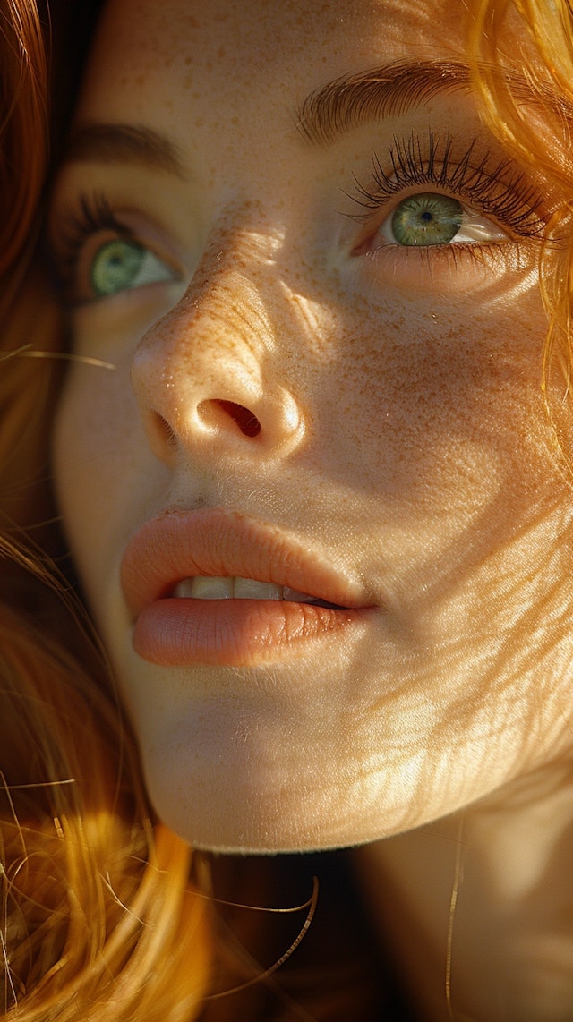 Portrait of a Red-haired Individual with Green Eyes