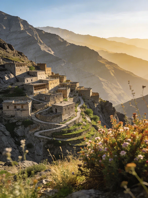 Mountain Village Scene