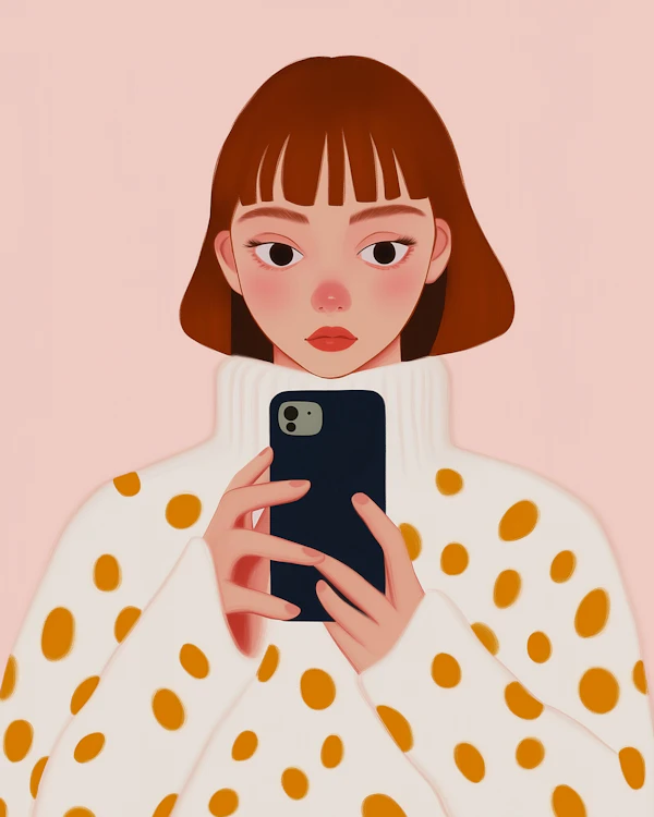 Stylized Woman with Smartphone