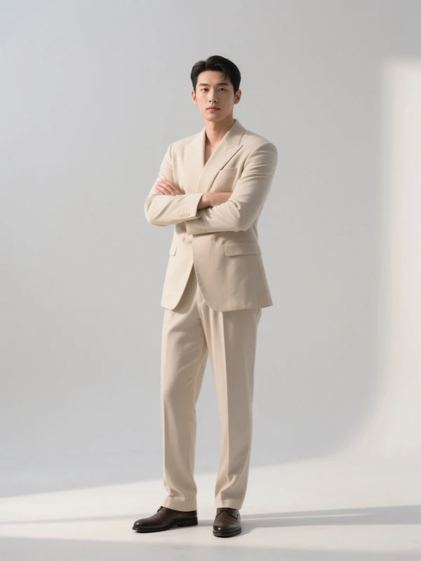 Man in Beige Suit