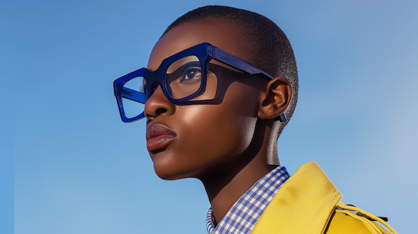 Confident Woman with Stylish Blue Glasses