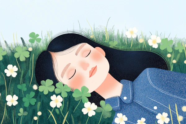 Woman in Clover Field