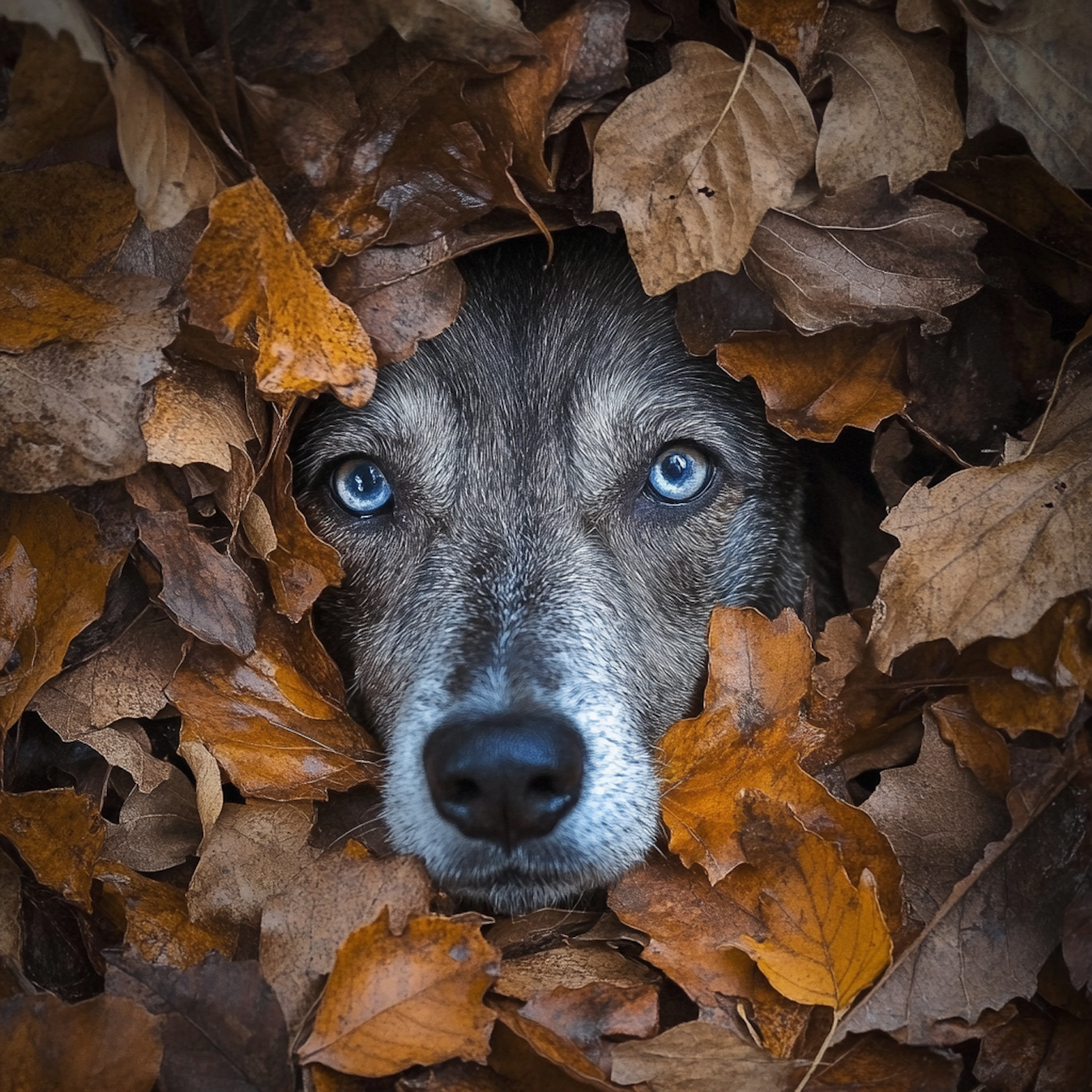 Dog in Autumn Leaves