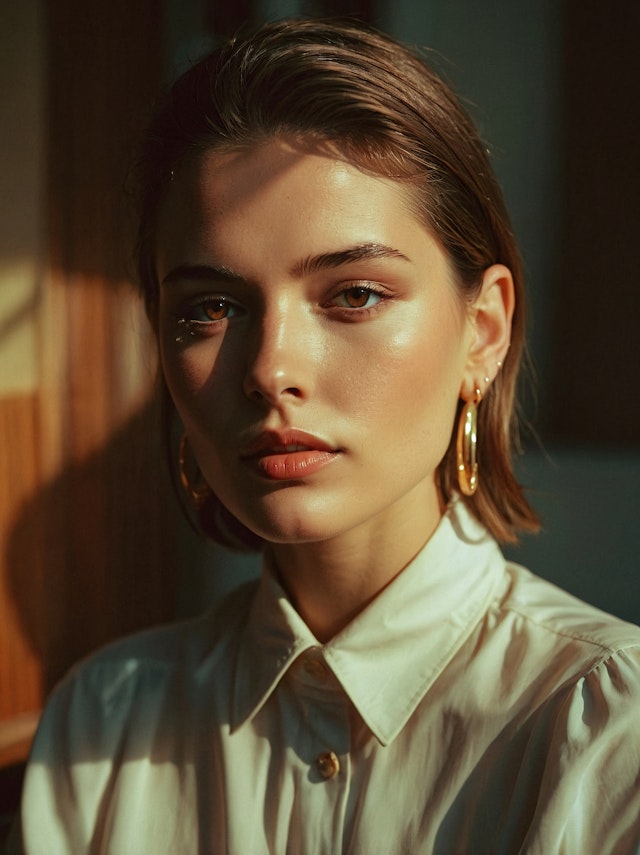 Close-up Portrait with Green Eyes