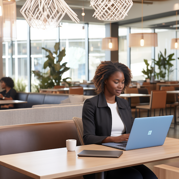 Professional Woman in Business Casual at Co-working Space