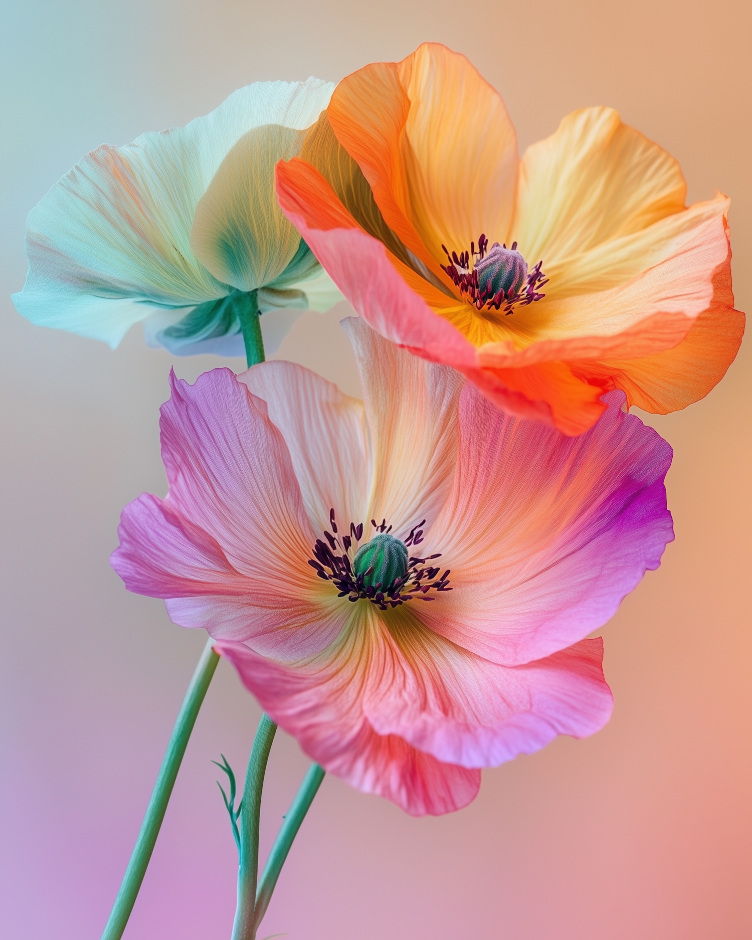 Vibrant Flowers with Translucent Petals