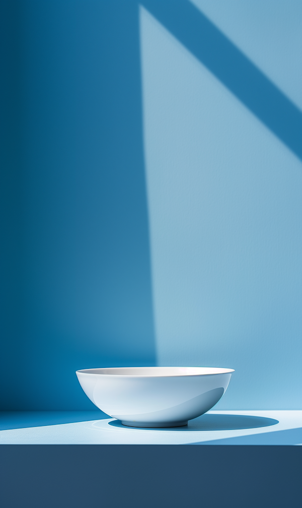 Minimalist White Bowl with Geometric Shadows