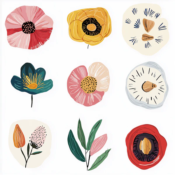 Stylized Floral Grid