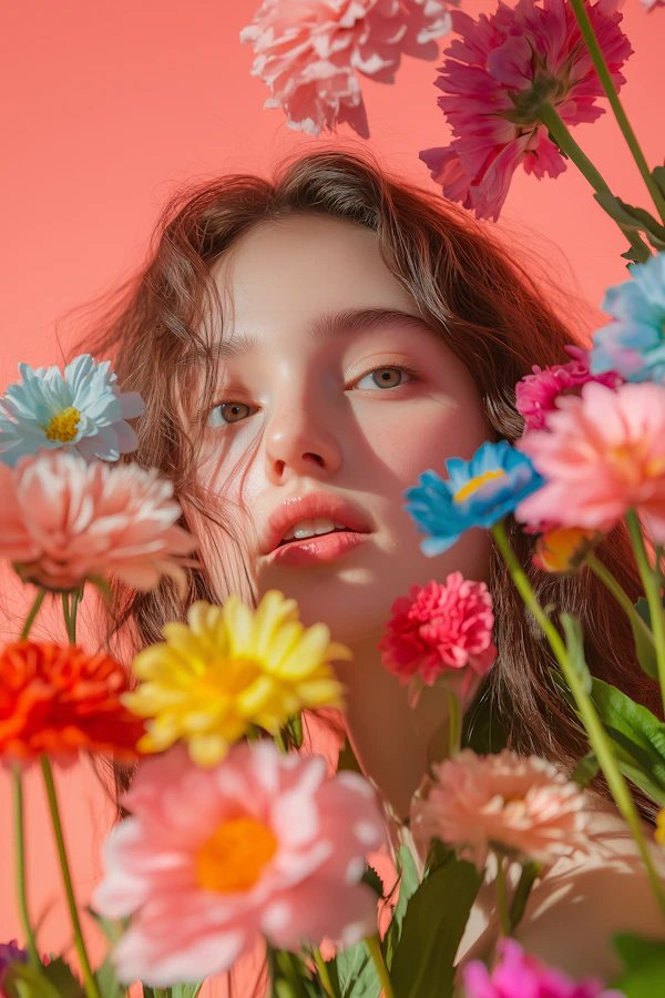 Woman Surrounded by Flowers