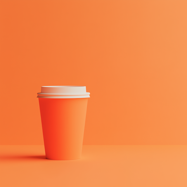 Orange Coffee Cup on Orange Background