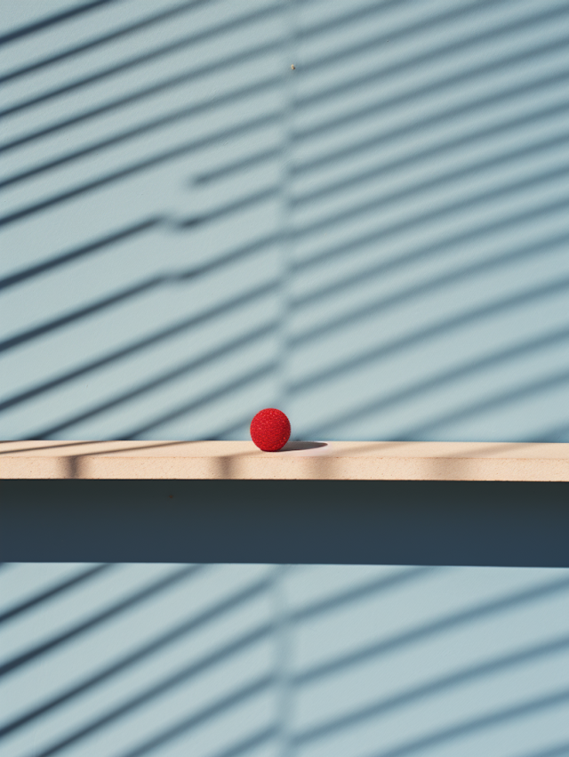 Red Sphere on Blue Geometric Harmony