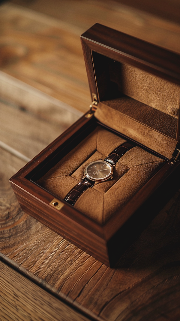 Elegant Wristwatch in Wooden Box