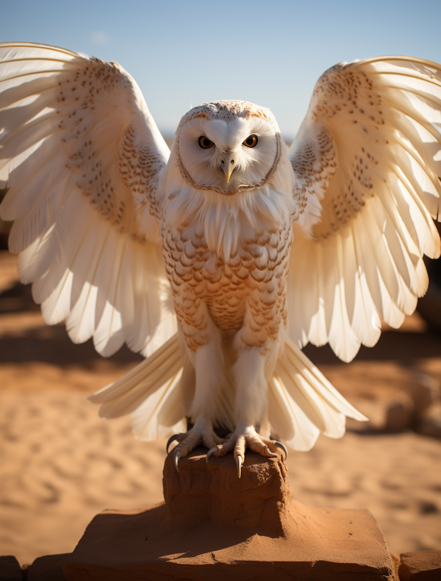 Majestic Snowy Owl on Sandstone