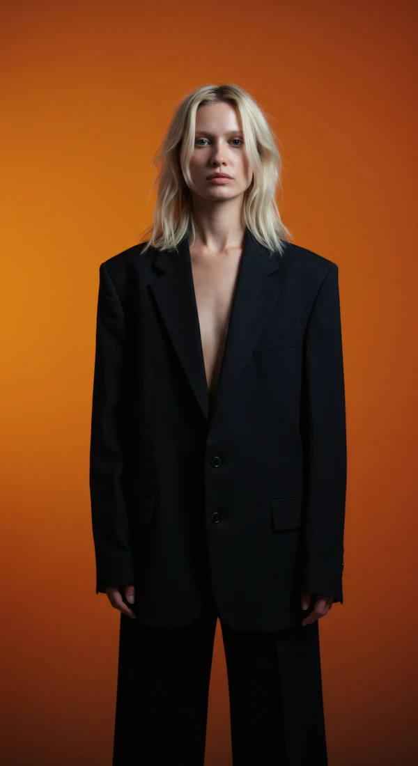 Fashion Portrait with Orange Background